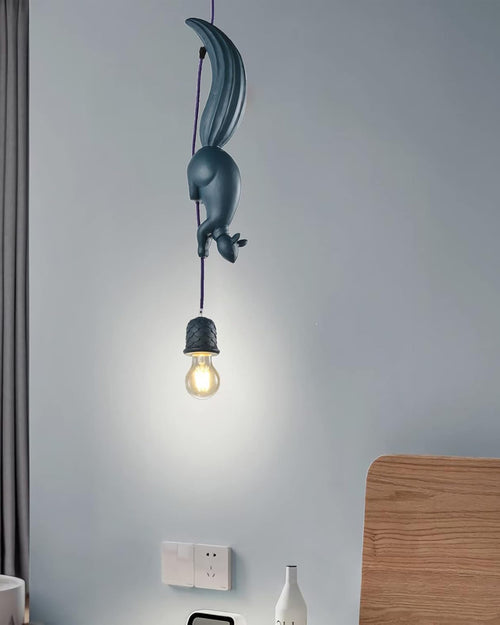 Acorn Squirrel Pendant Light - Blue